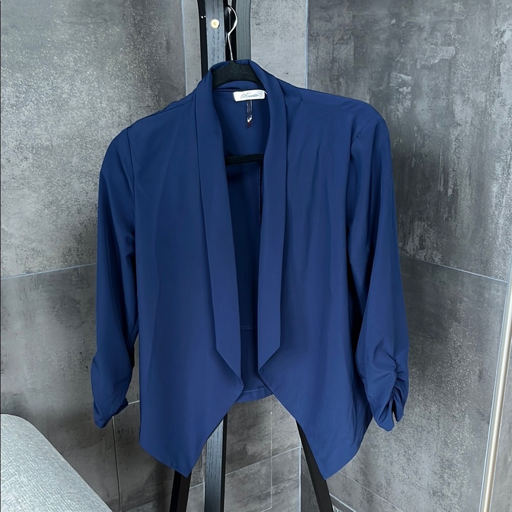 Navy Blue Open Front Blazer